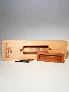 Solid Canadian Maple & Walnut Solid Wood Cribbage Board with Removable Peg Storage and 9 Pegs - High-Quality Craftsmanship